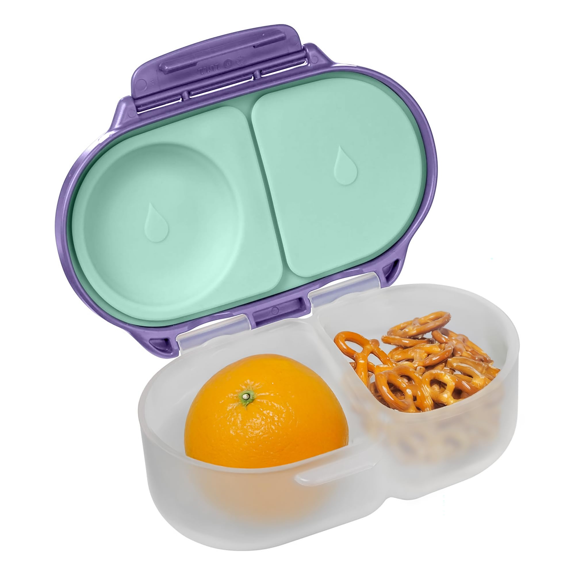 b.box Snackbox, Snack Container Storage for Kids, Divided Portion Food Container, Perfect Addition for School Lunch, Dishwasher Safe, Purple Green