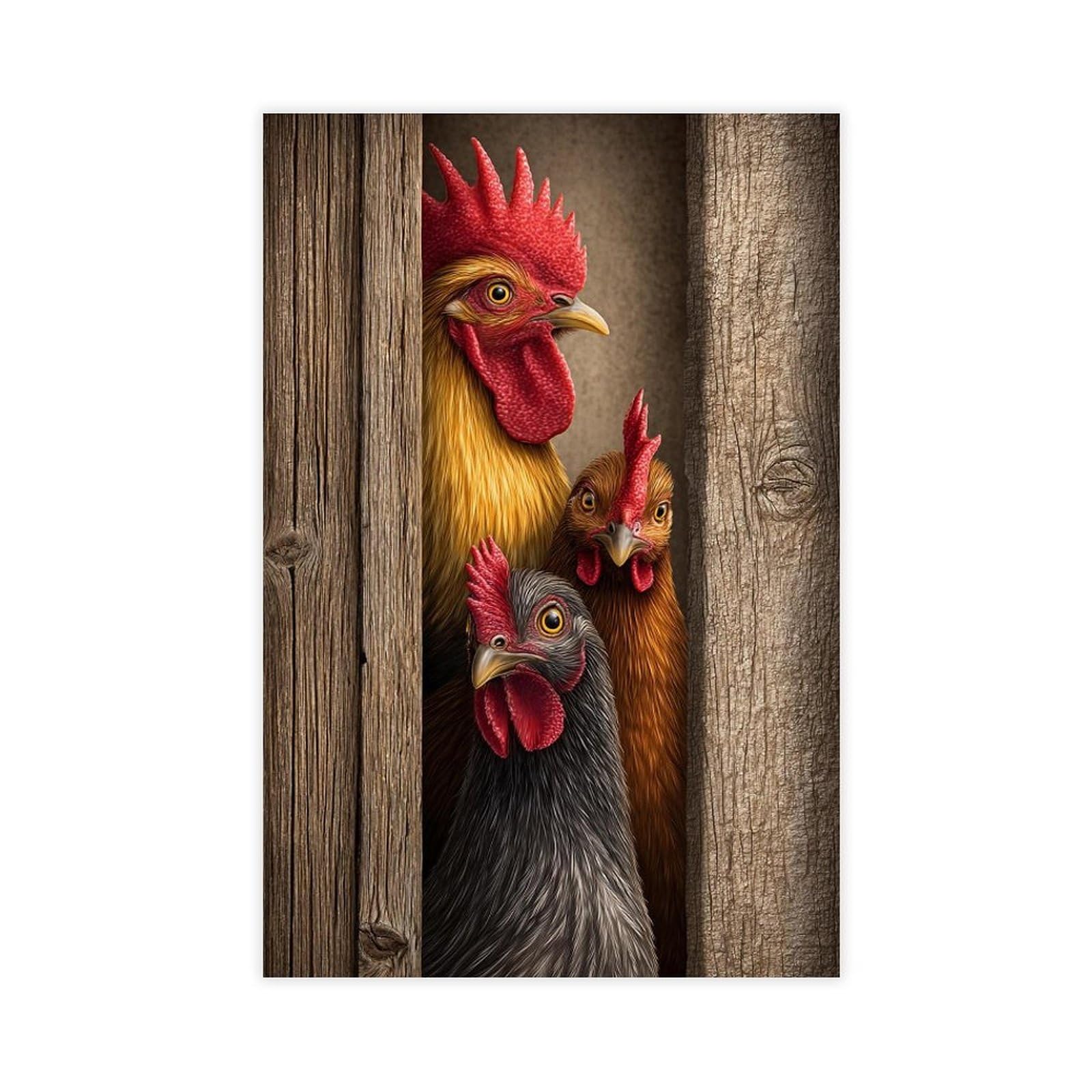 Qnvjqkdsi Unframe Curious Rooster Art Canvas Poster Wall Art Decor Print Picture Paintings For Living Room Bedroom Decoration 24" L X 36" W
