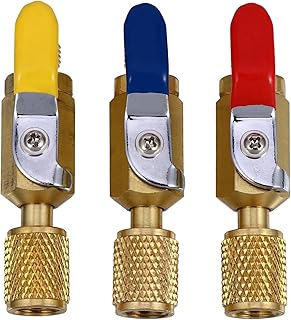 Mobestech 3 Piezas válvula congelador refrigeradores Valvula Aire Acondicionado geladeira Valvula Aire Acondicionado Cerrar Adaptador de Bomba de vacío Cobre Golden