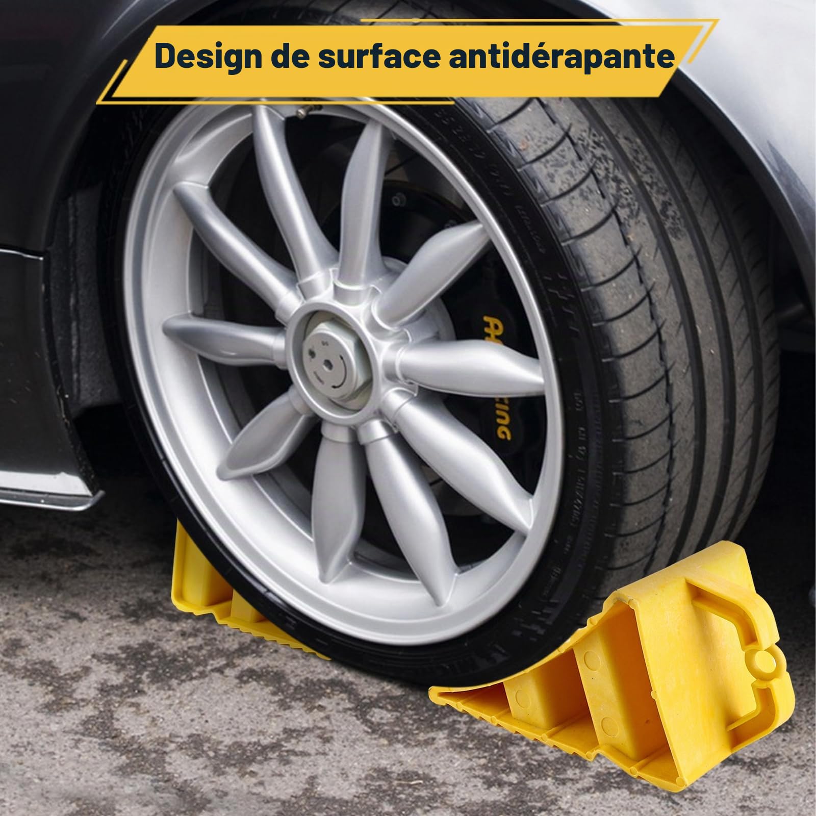 Lot de 4 cales de roue en plastique pour remorque de camping-car avec poignée - Cales de frein pour remorque, voiture, camping-car