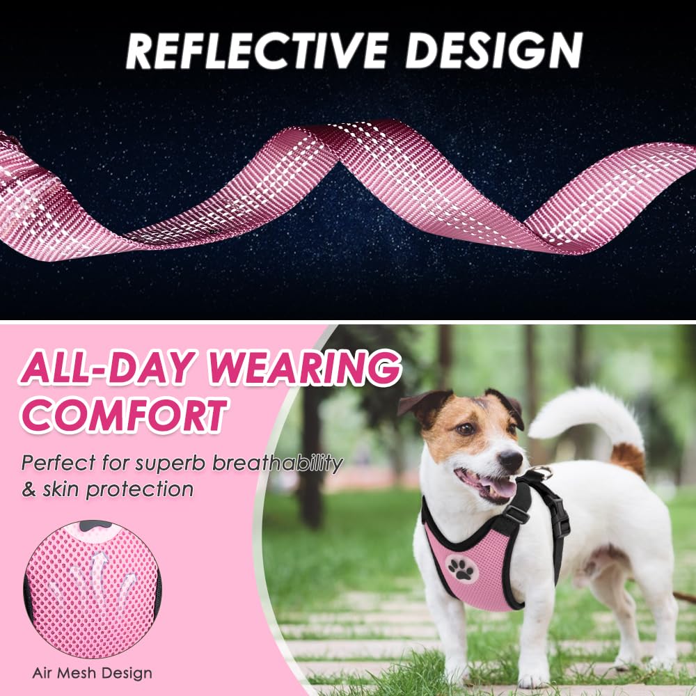 Lukovee Dog Seat Belt for Car, Adjustable Dog Car Harness for Large Medium Small Dogs, Soft Padded & Breathable Mesh Dog Seatbelt with Car Strap and Carabiner (A-Pink,XS) - image 8