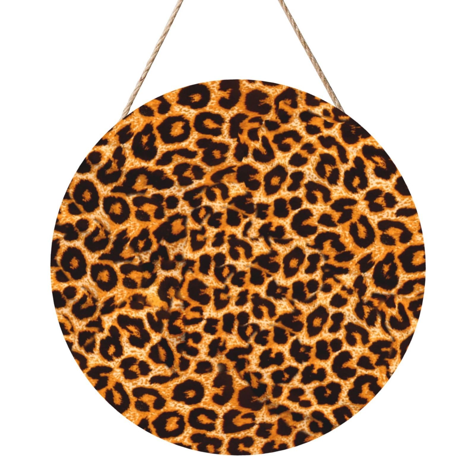 InOmak Leopard Print Animal Skin, Round Wood Panel Painting 12 in, Wall Hanging Painting For Home