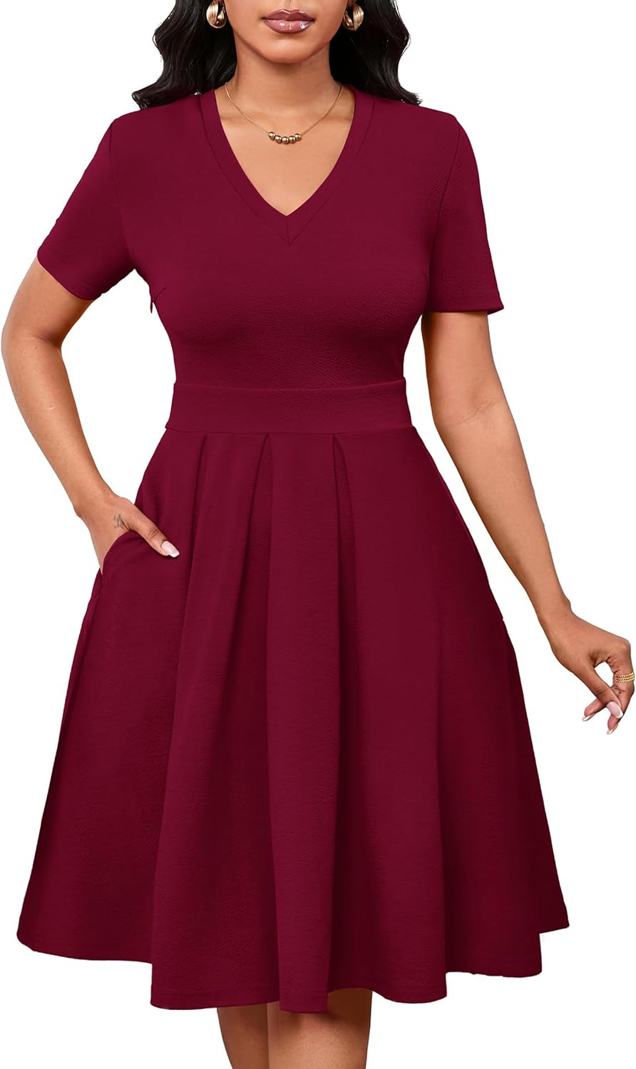 Women Summer Short Sleeve Dress V Neck Semi Casual Nigeria | Ubuy