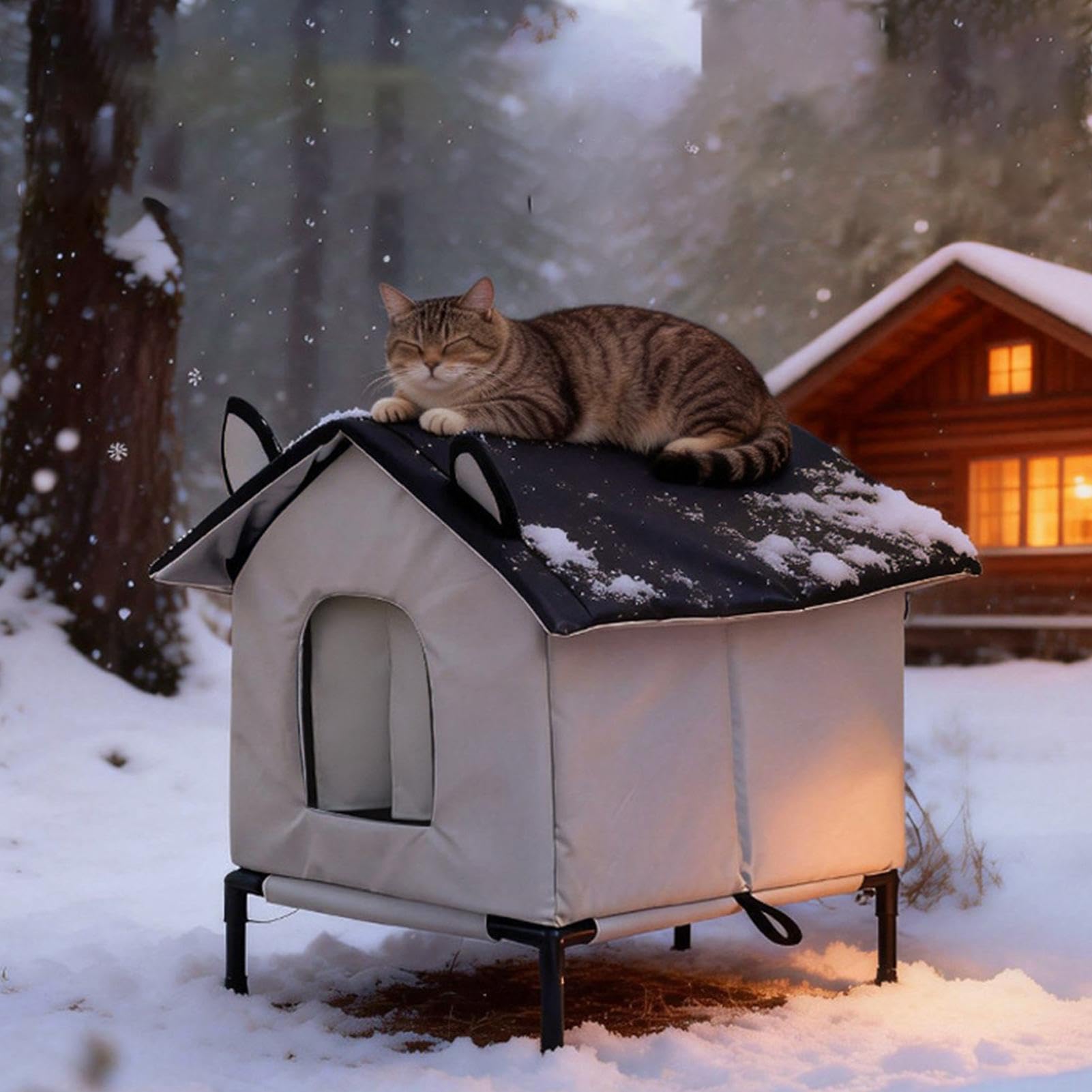 Cuccia Esterna per Gatti Resistente alle Intemperie Cuccia Rialzata Calda | Cuccia Cani Impermeabile Adatto a Animali Randagi, Cortile, Giardino, Patio, Portico e Garage