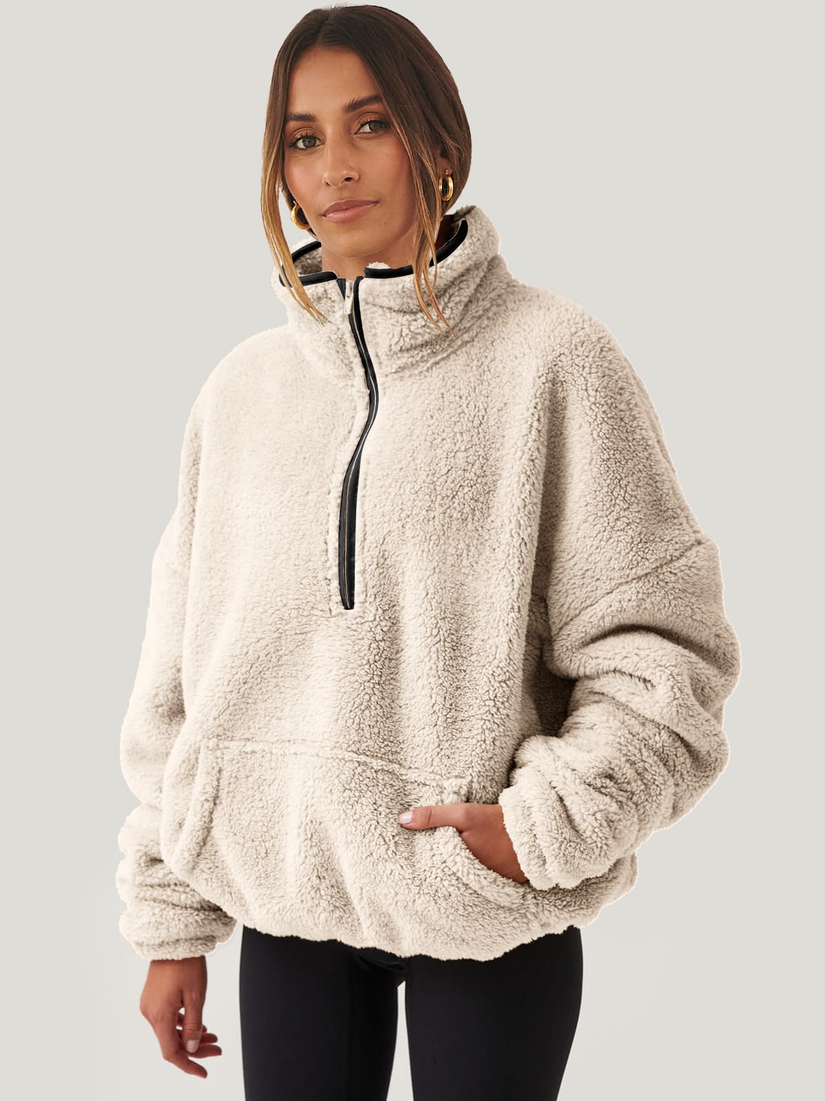 Damskie rozpinane bluzy oversize przycięte bluzy z kapturem na co dzień sweter z polaru topy 2024 moda jesienna