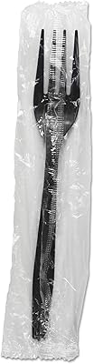 Boardwalk Forkhwppbiw Heavyweight Wrapped Polypropylene Cutlery, Fork, Black, 1000/Carton