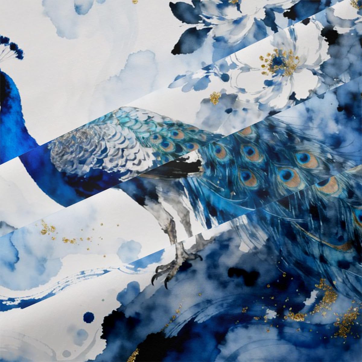 CCoutueChen Peacock Comforter Set Queen 3 Pieces Blue Floral Bird Bedding Set for Teens Elegant Comforter with 2 Pillowcase, Super Soft Microfiber All Season