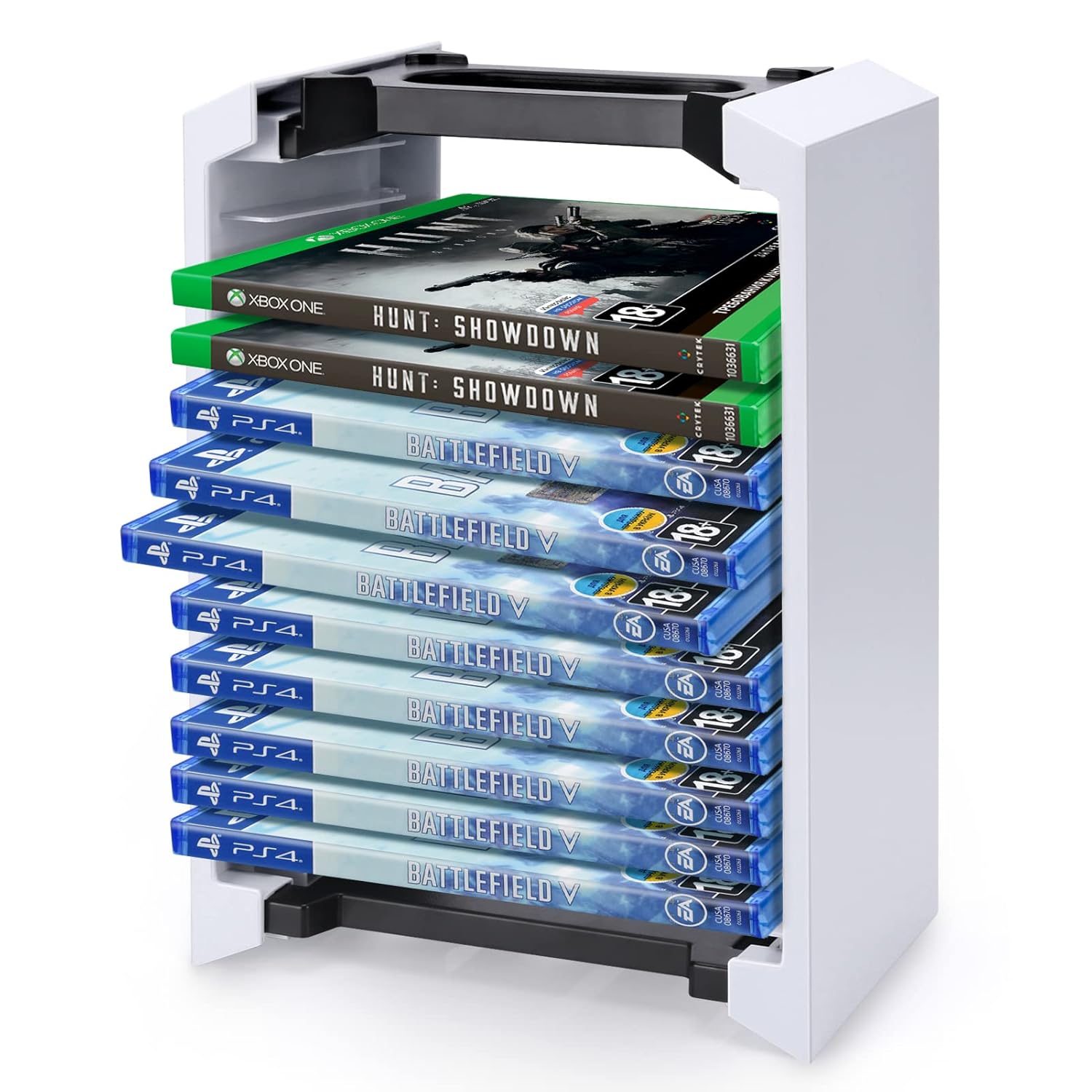 Lybile Game Storage Tower, Multifunctional Game Disk Rack, Game Holder Rack Up to