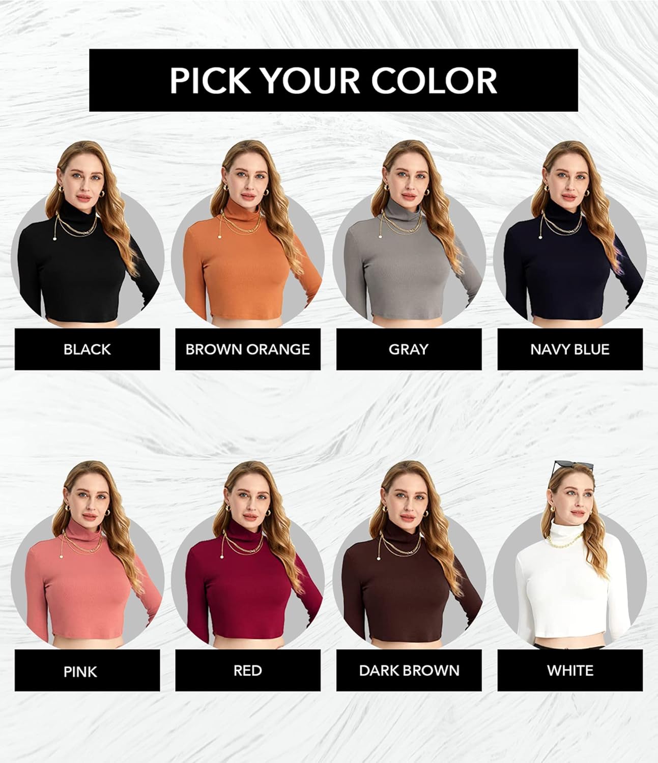 SSLR Crop Tops for Women Turtle Neck Shirts Long Sleeve Slim Fit Mock Neck Summer Tops - Image 6