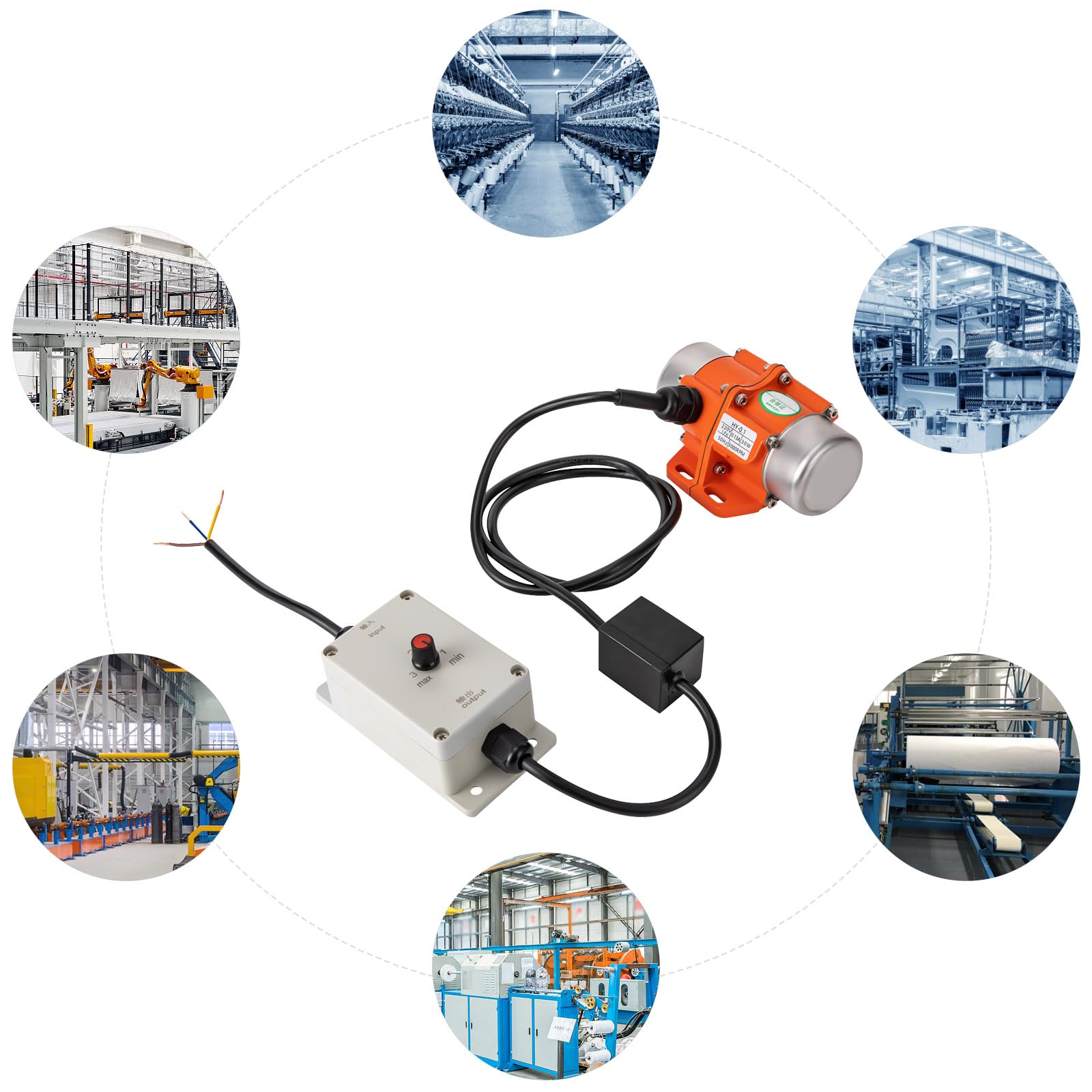 Vibrationsmotor, 30W 220V Betonrüttler mit Geschwindigkeitsregler, IP65 Rüttelsieb Elektrisch mit Drehzahlregler, 3000RPM Vibrationssieb für Gebäude Bergbau Metallurgie, 14.5 × 11 × 6.7cm