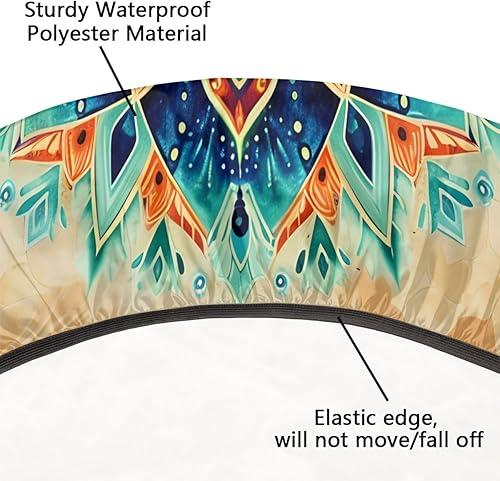 Miniatura 10 de Mantel ajustable de poliéster lavable con borde elástico, resistente a las manchas, resistente a las arrugas, mantel redondo de poliéster de 36 a 42