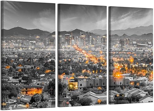 Phoenix City Skyline - Arte de pared, lienzo de paisaje urbano de Arizona, imágenes enmarcadas, pósters, pinturas, decoración de hogar, oficina,
