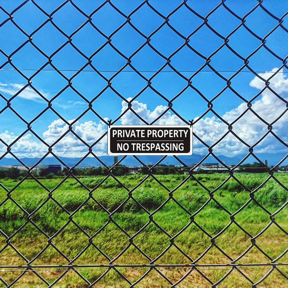 Lot de 2 panneaux en métal « No Trespassing » - 25,4 x 8,9 cm - En aluminium - Petit panneau noir « No Trespass »