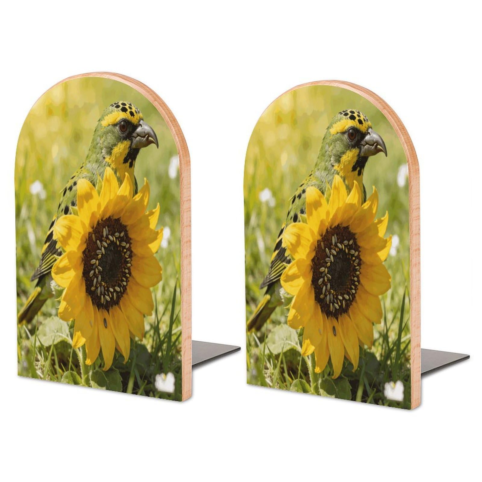 Sujetalibros de madera premium con soporte de metal resistente, organizador artístico floral