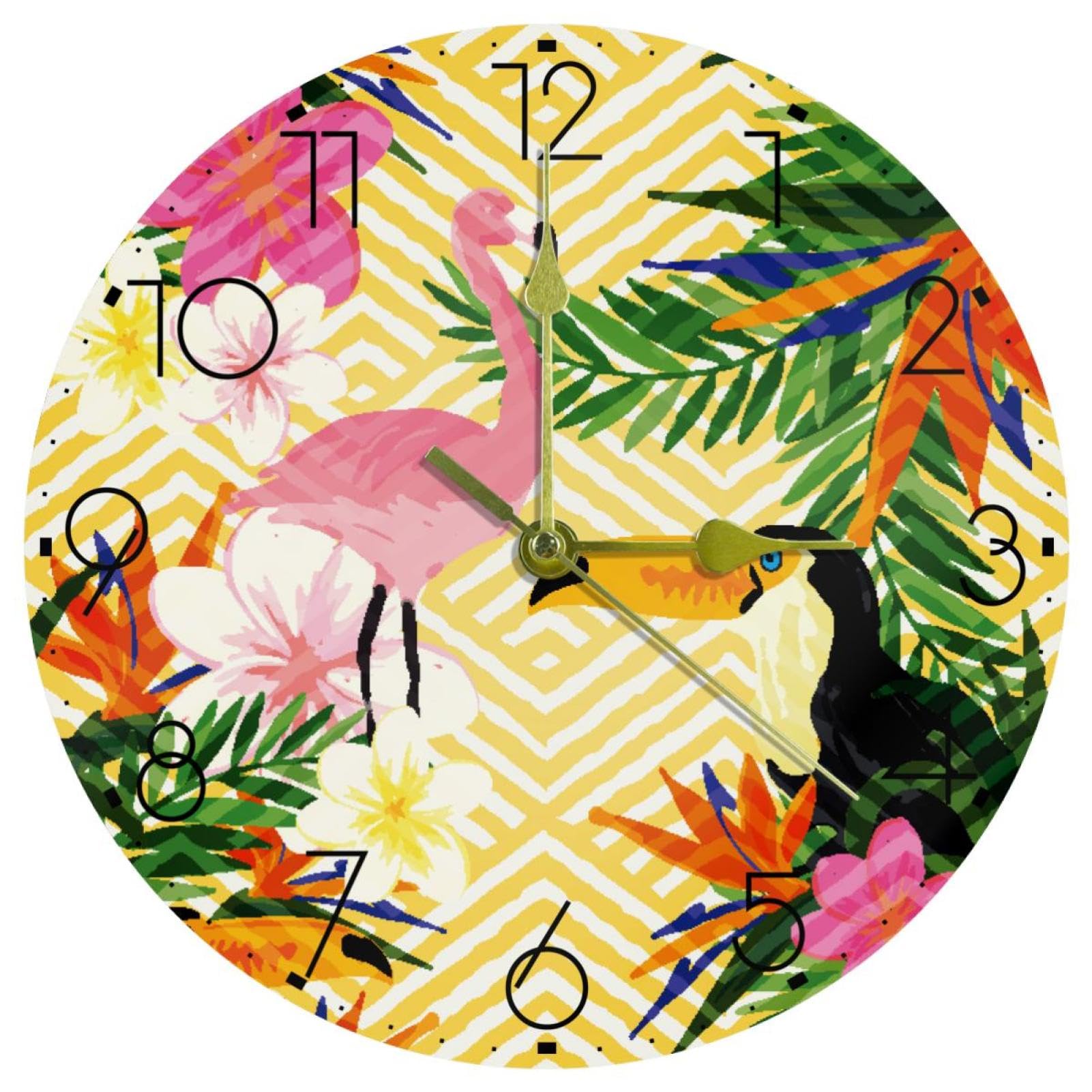 Horloge murale silencieuse en acrylique anti-tic-tac design vagues dorées pour salon