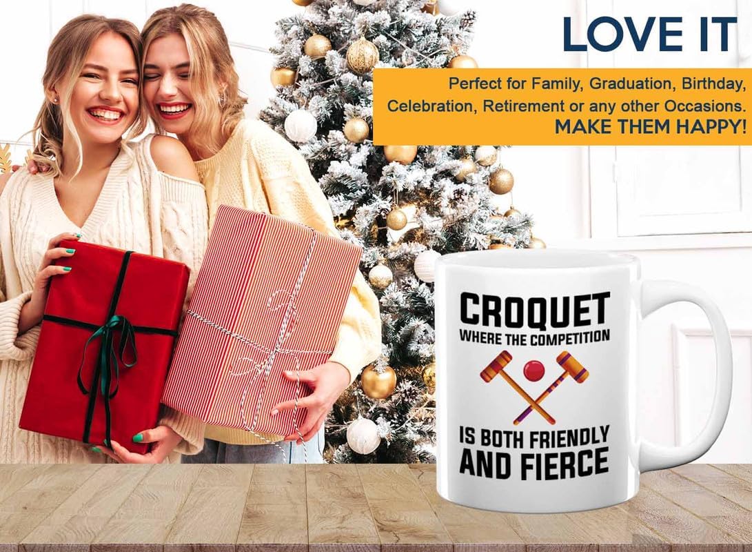Croquet Coffee Mug 11oz White - Croquet: where the competition - Tennis Racquetball Outdoor Game Netball Softball For Sport Lover