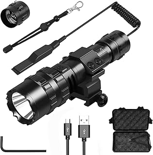 Tactical Flashlight 3000 Lumens L2 LED Hunting Gear Weapon Light with Picatinny Rail Mount and Remote Pressure Switch, 5 Modes Waterproof with Hexagon Screwdriver,Rechargeable Battery for AR15