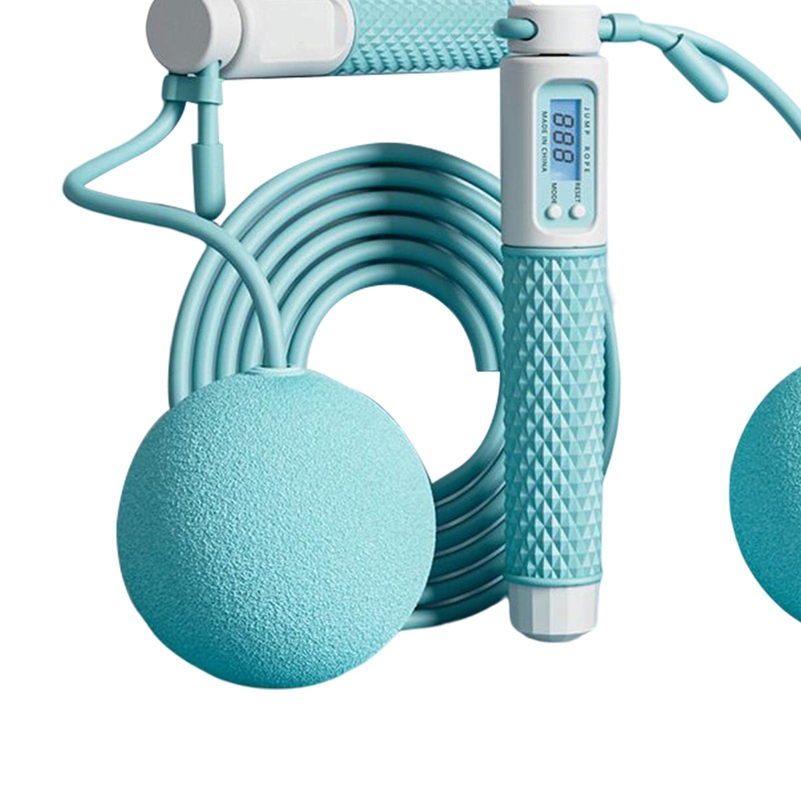 Lot de 2 cordes à sauter lestées sans fil avec compteur de calories pour fitness et sport Bleu 3 m