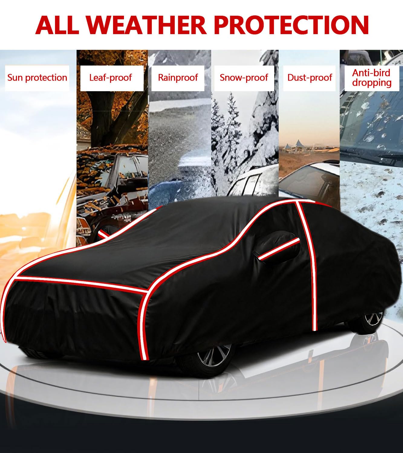 Pokrowiec na samochód wodoodporny do mini Coupe 2012 Outdoor All Weather Car Cover with Reflective Automobiles Protect from Sun Ice Frost & Snow Protection Full Exterior Cover