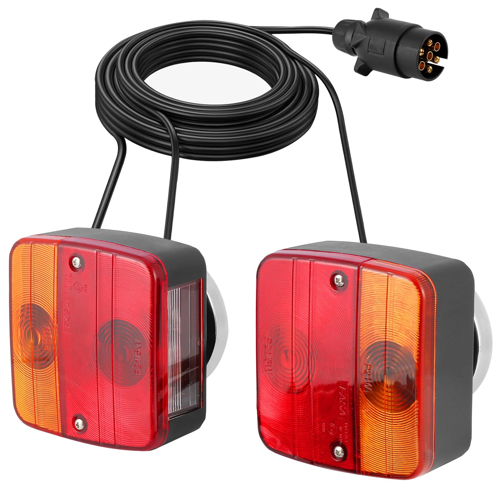 D-TECH Pilotos Traseros Remolque Con Iman, Juego de Luces Traseras Remolque Magneticas Homologados, 12V Kit Pilotos Remolque, Luces Traseras Remolque Con Cable 2.5/7.5M, Homologación ECE