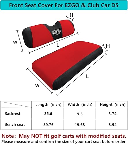 Miniatura 7 de 10L0L Juego de fundas de asiento delantero y trasero para carrito de golf para Club Car DS y EZGO RXV TXT, viste tu viejo asiento de carrito de golf
