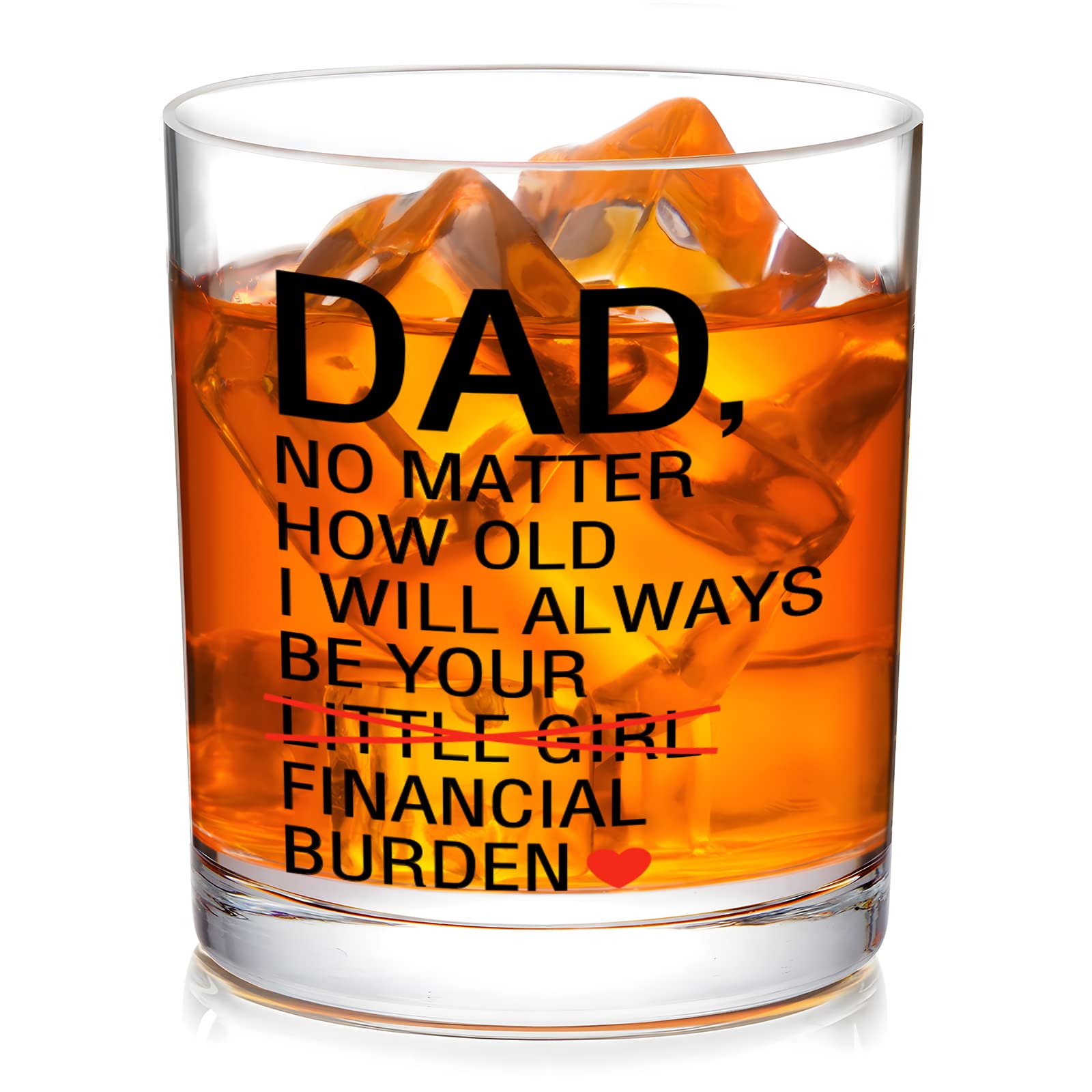 Funny Whiskey Glass Gifts for Dad, Father’s Day Gifts Birthday Present Christmas Gifts for Dad Father Papa Daddy, Father Gifts Dad Gifts from Daughter, 10Oz Old Fashioned Glass