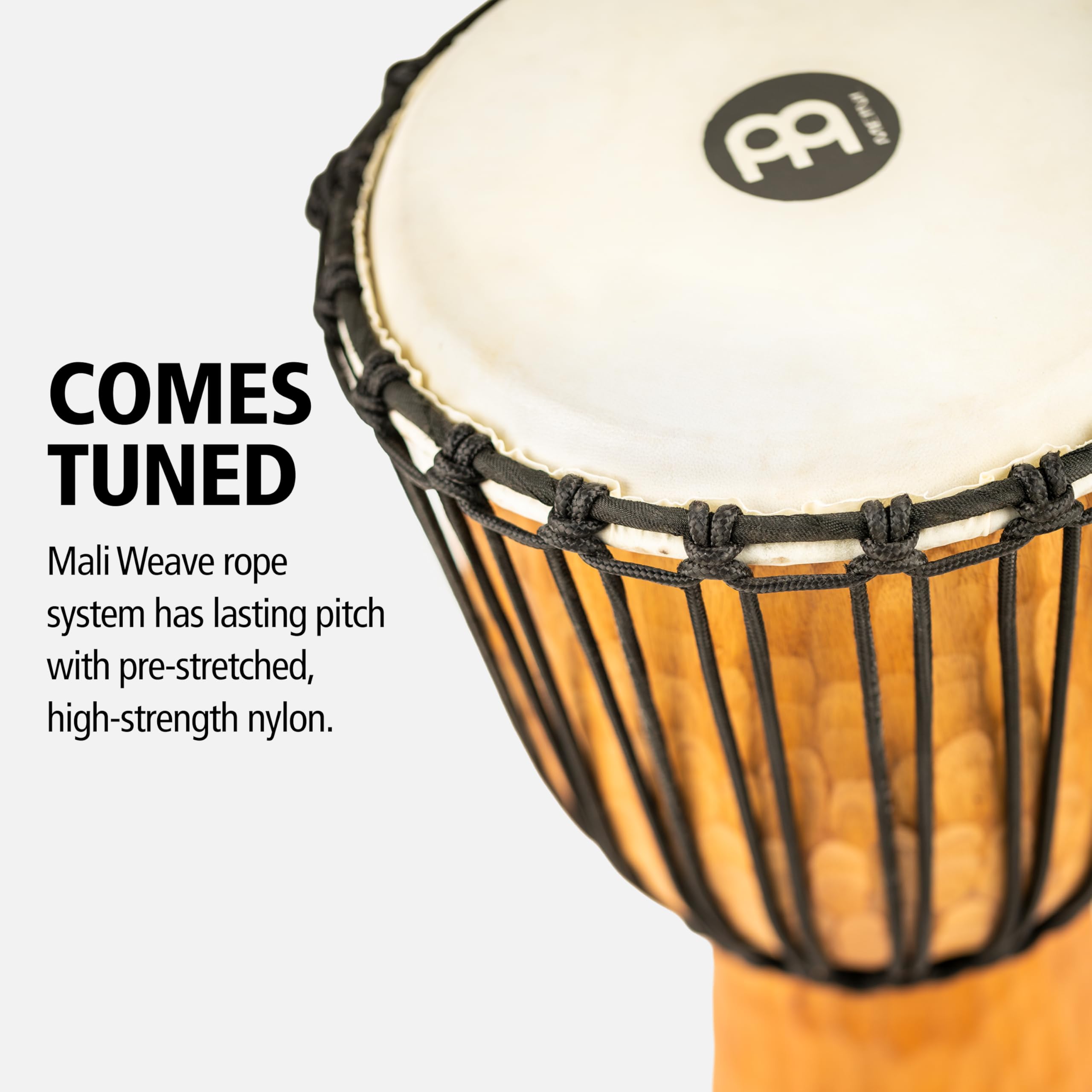 Meinl Percussion Djembe Nile À Cordes – Grande Percussion à Main – Avec Peau de Chèvre – Diamètre 12 pouces – Acajou, Naturel (HDJ4-L)