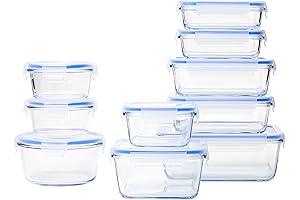 Amazon Basics Glass Food Storage Containers: Organize Your Kitchen with 20-Piece Value Set