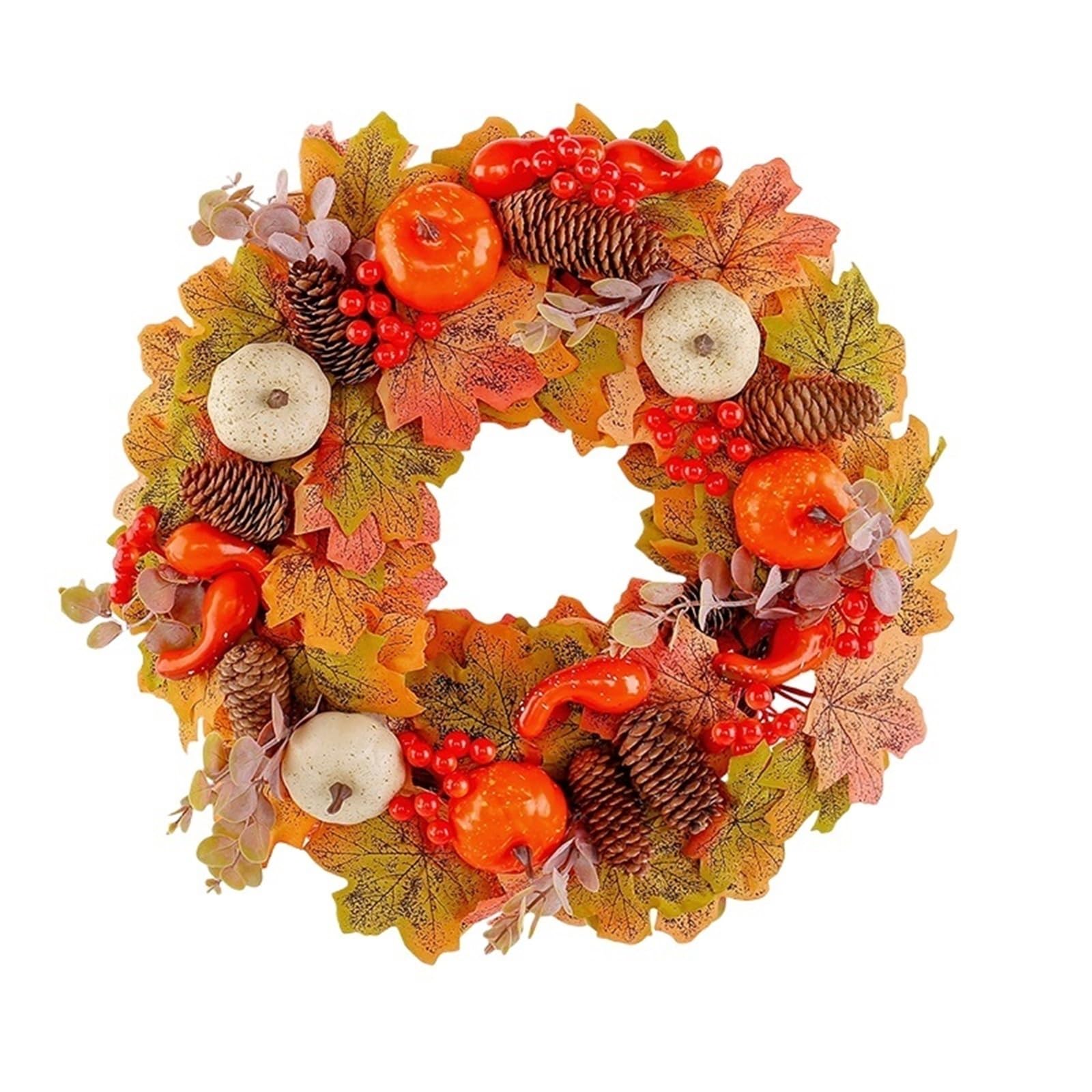 Wreaths Door Wreath Pumpkin Berry Maple Leaf Harvest Autumn Color Halloween Decor(Color 5)