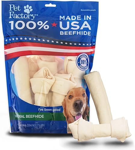 Pet Factory Golosinas masticables para perros, 100% fabricadas en Estados Unidos, 6-7 pulgadas, surtido de huesos y rollos, sabor natural, 10