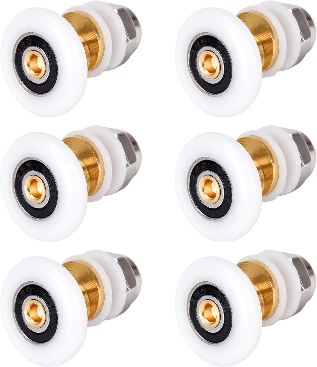 Queta 6PCS x Shower Door Rollers,Roller Diameter 25mm for The Bathroom Glass Sliding Door Pulleys/Runners/Wheels,Strong Load-Bearing Capacity, Ultra-Quiet Shower Glass Door Rollers Replacement
