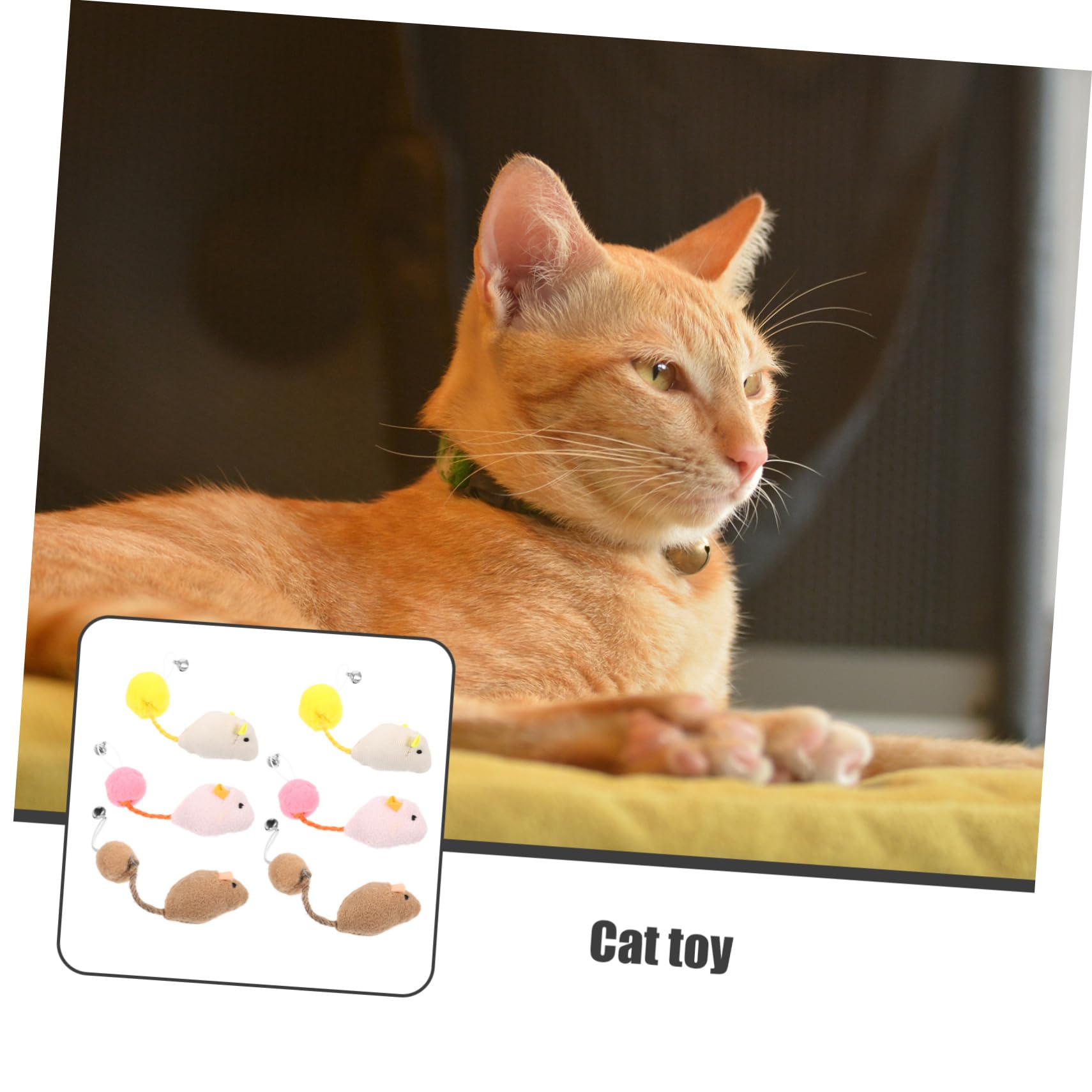 BESTonZON 6 pièces Lot de Jouets Souris Peluche pour Chat avec Cloches Jouets Interactifs Dintérieur pour Exercices et Divertissement des