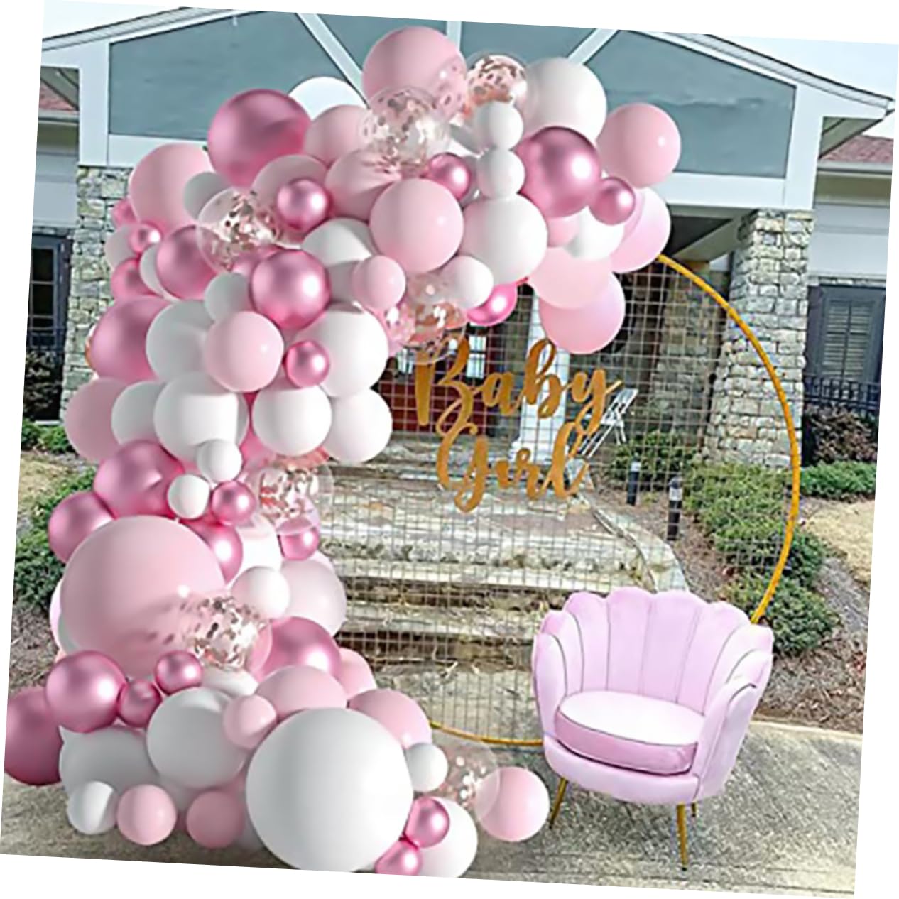 Mikikit Decorazioni Palloncini Rosa Shocking per Compleanno Kit Festa Palloncini per Struttura e Ghirlanda Forniture per Feste per Shower e Matrimoni Realizzate in Lattice Sicuro