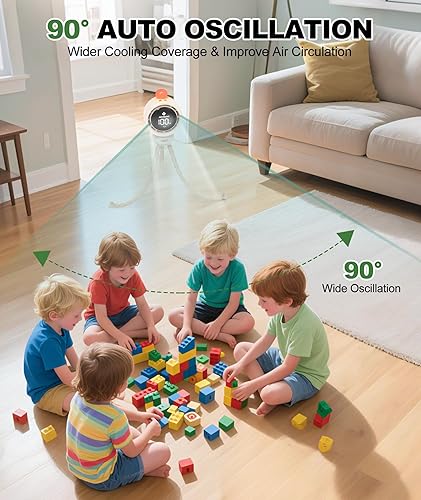 Miniatura 5 de TRELC Ventilador de cochecito de bebé, ventilador portátil sin aspas, ventilador de escritorio silencioso de 1-100 velocidades con pantalla LED y