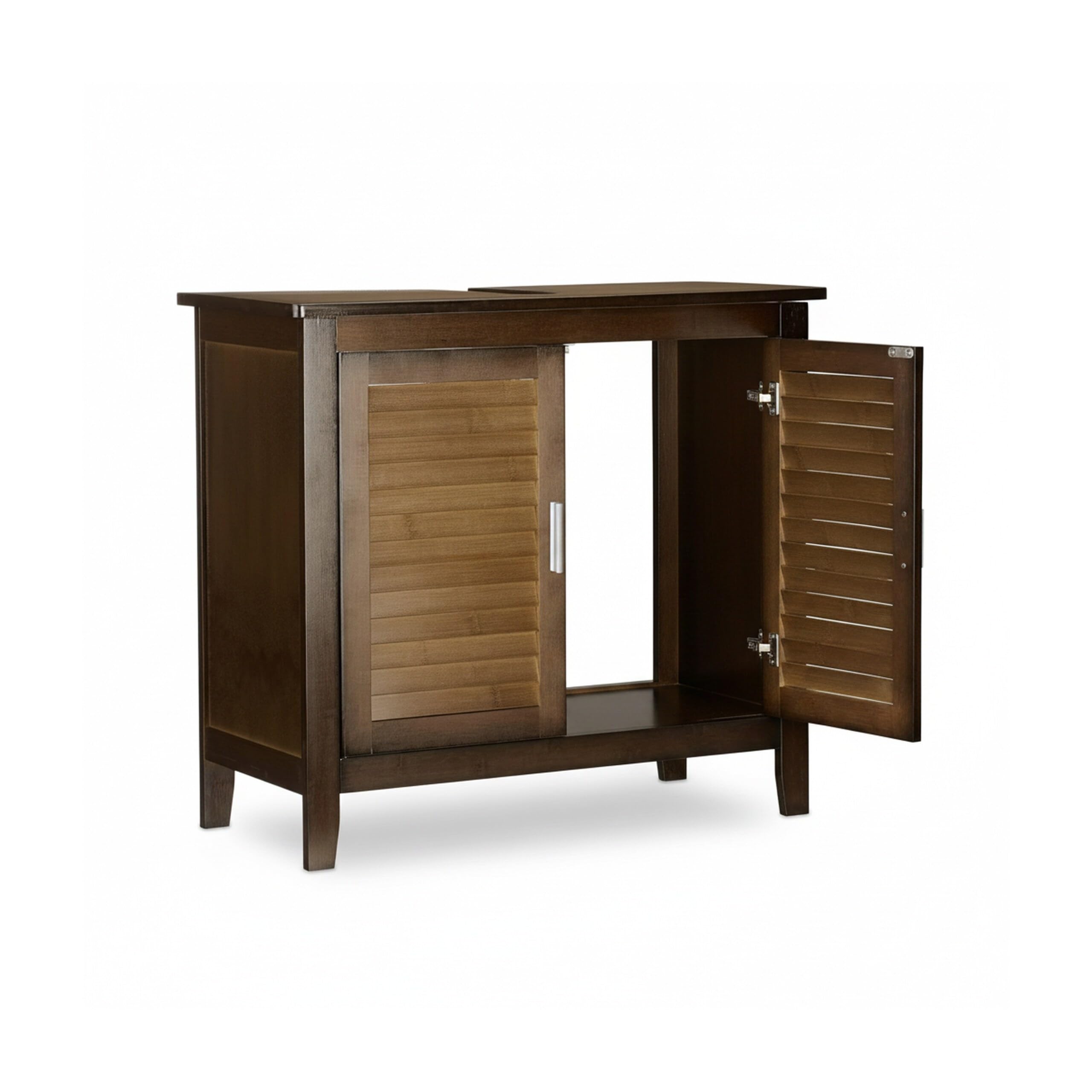 Relaxdays LAMELL Mobile Sottolavabo Marrone Scuro, Mobiletto per Lavabo Bagno in Bambù, HxLxP: 60 x 67 x 30 cm ca.