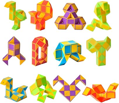 Yellow Snake Puzzle Cubes for Kids Travel Toy 12 Pack | Twist Puzzle Toy, Classroom Rewards, Birthday Party Favors, Travel Activity Toy, Sensory Play