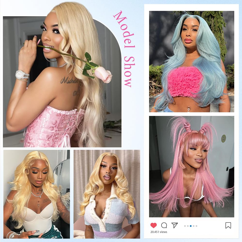 28 Inch 613 Lace Front Wig - Body Wave Blonde Human Hair - 200 Density Pre-Plucked - HD Lace Frontal Wig for Women