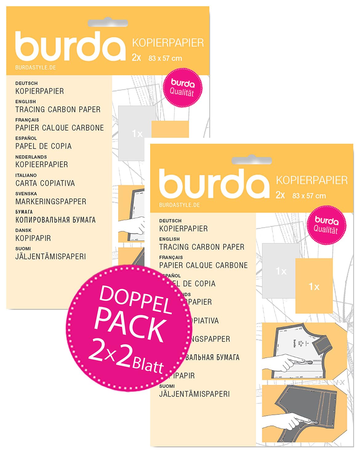 Burda Style - Carta per fotocopiatrice, confezione doppia, 2 x 2 fogli, 83 x 57 cm, colore: Giallo/Bianco