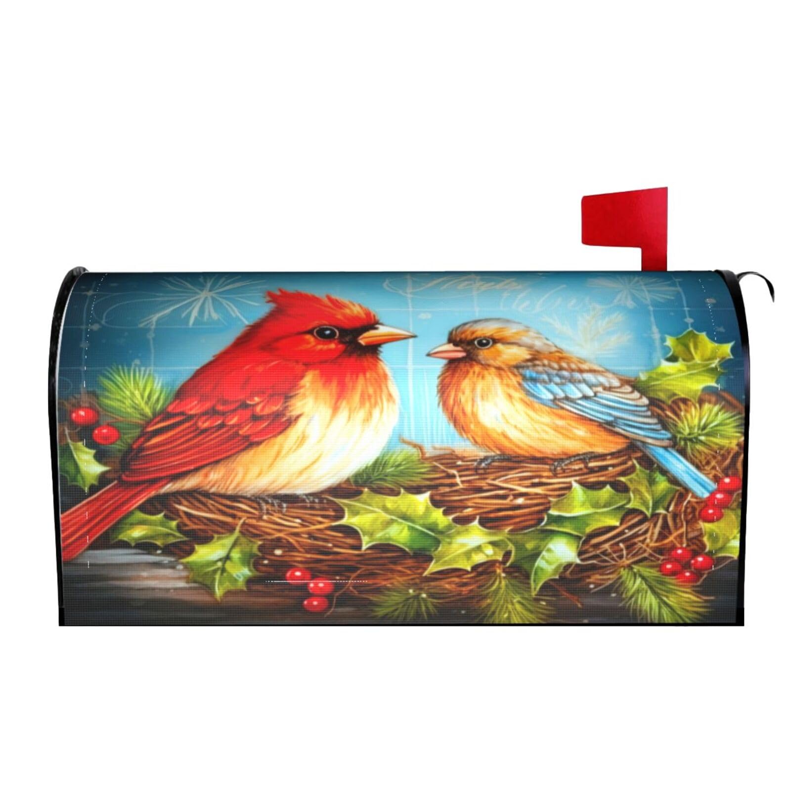 Christmas Bird 05 Mailbox Covers Magnetic Wraps Post Letter Box Cover Garden Home Decor