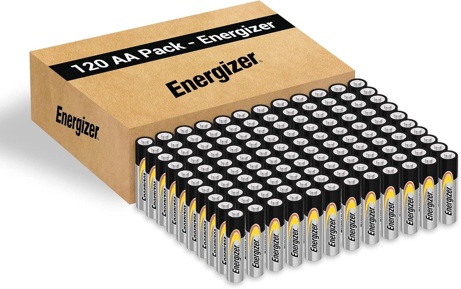 Energizer - Pack Industriel de 120 Piles AA, Longue durée pour Une Utilisation Quotidienne, sans sulfatation et maintient la Charge 10 Ans