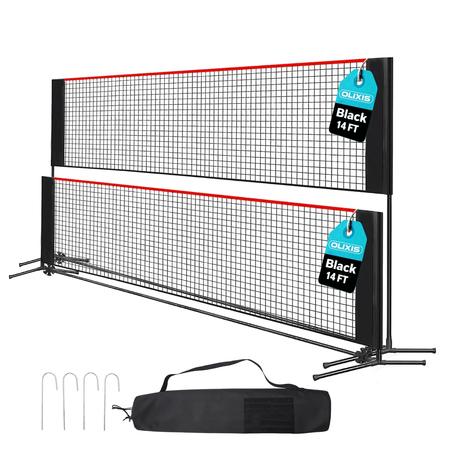 OLIXIS Badminton Net Set, 10FT/14FT/17FT Wide, 3-5FT Adjustable Height Multi Sport Net for Pickleball, Tennis, Volleyball, Soccer Tennis, Indoor Outdoor with Carry Bag, Easy Setup for Backyard-image-43