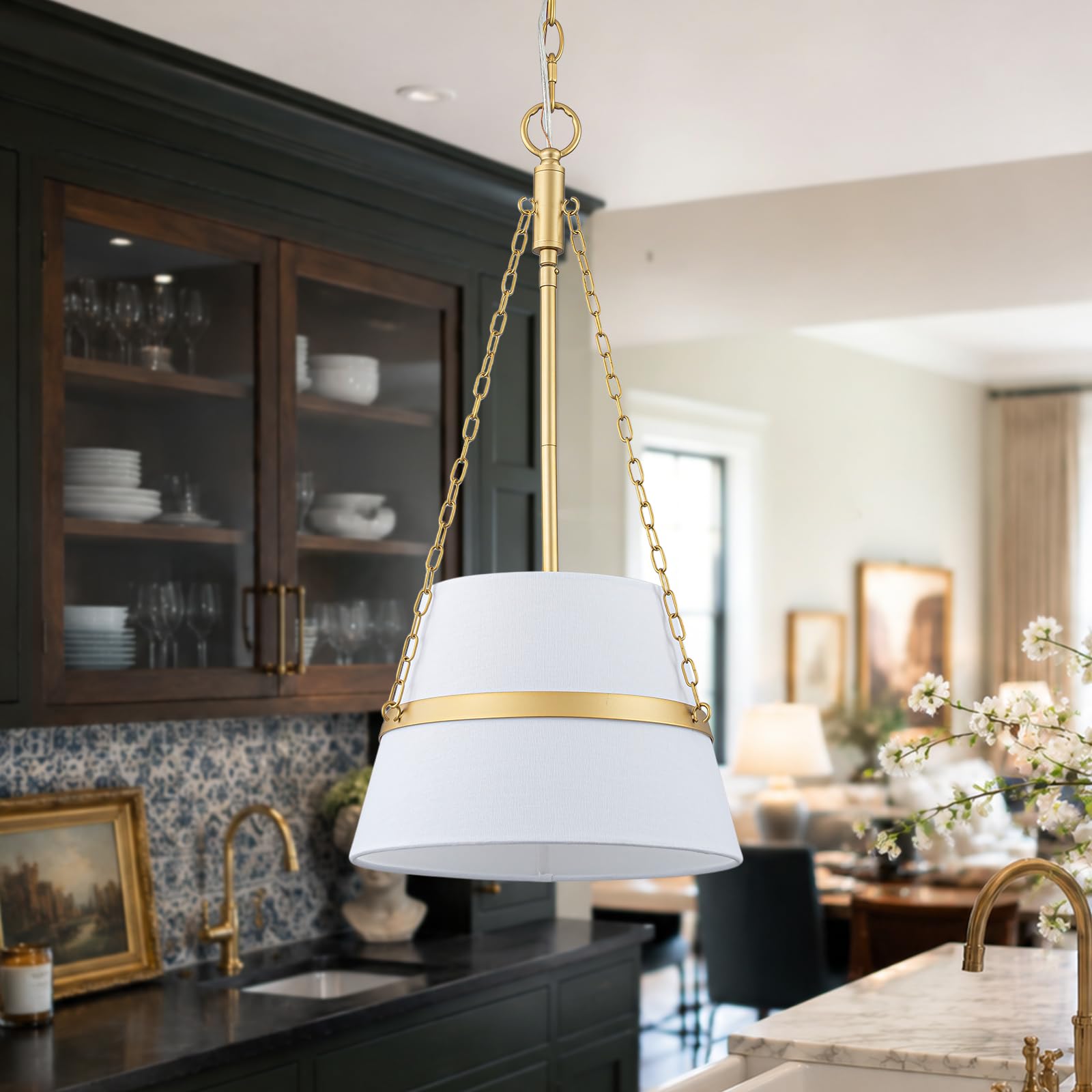 Photo 1 of MENCOLULU 11.4" Gold Drum Pendant Light