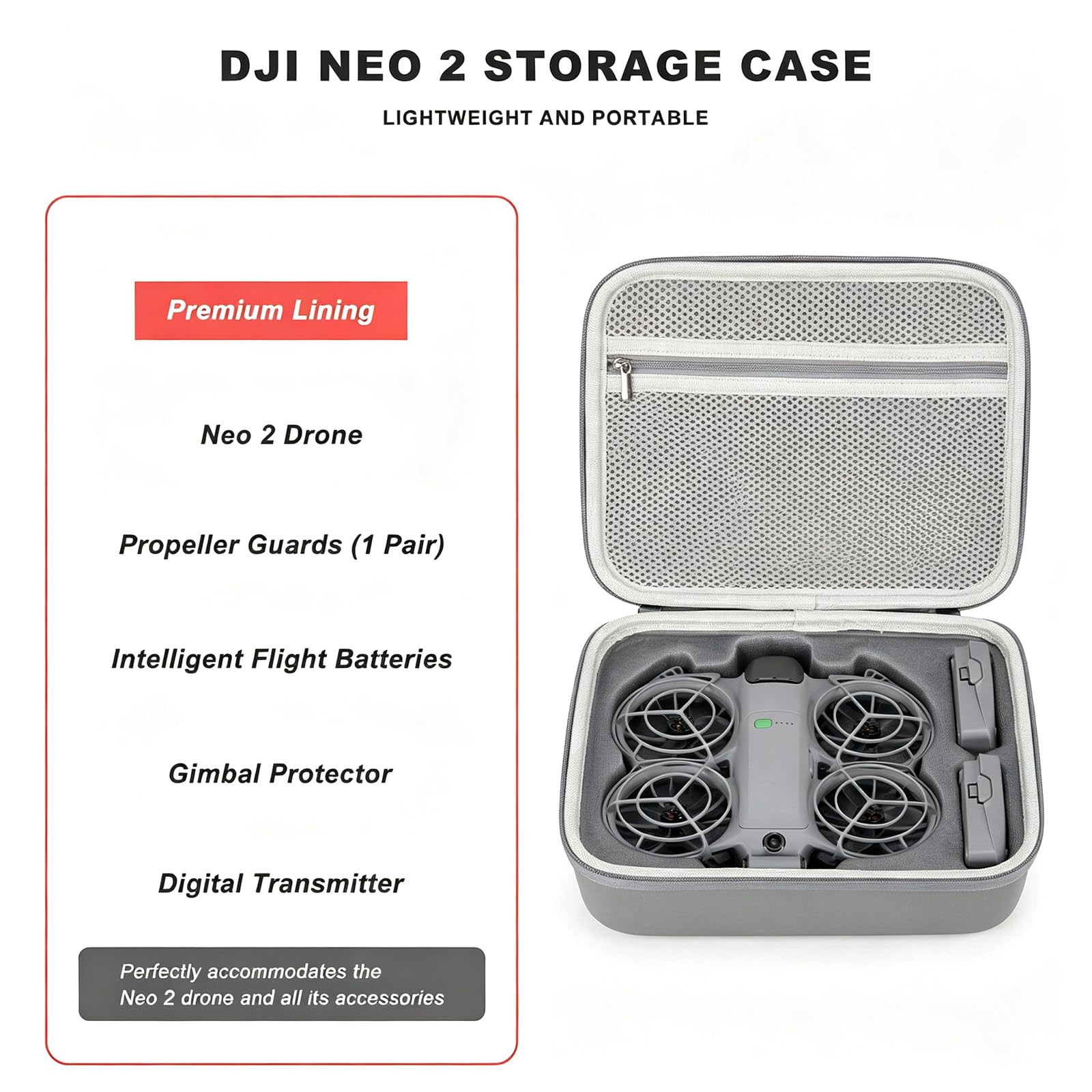 Case do Neo 2, Przenośna torba transportowa PU do DJI Neo 2 | z paskiem na ramię do DJI Neo 2 Drone Accessories