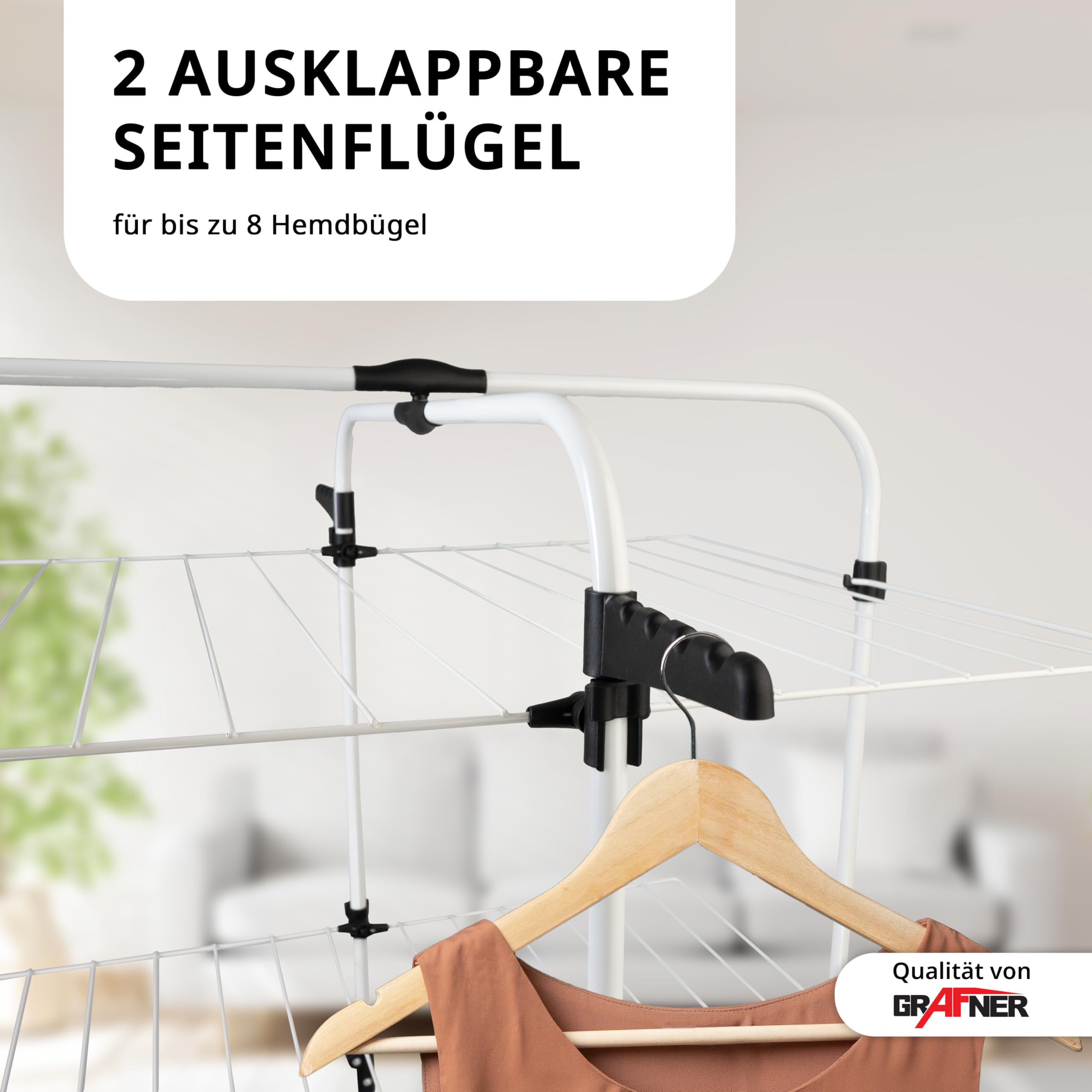 Grafner Wäscheständer Turm, 30 Meter Leinenlänge, mit Rädern, klappbar und platzsparend, 3 Etagen, 6 Faltbare Flügel, rollbar und standfest, mobiler Turm Wäscheständer Trockenständer Trockenregal