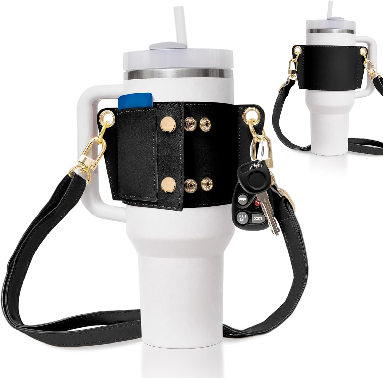 Water Bottle Carrier Bag With Phone Pocket For Stanley 40oz Tumbler Water Bottle Holder Pouch With Adjustable Shoulder Strap And Carabiner Stanley Cup Accessories For Hiking Travelling Camping Price In UAE