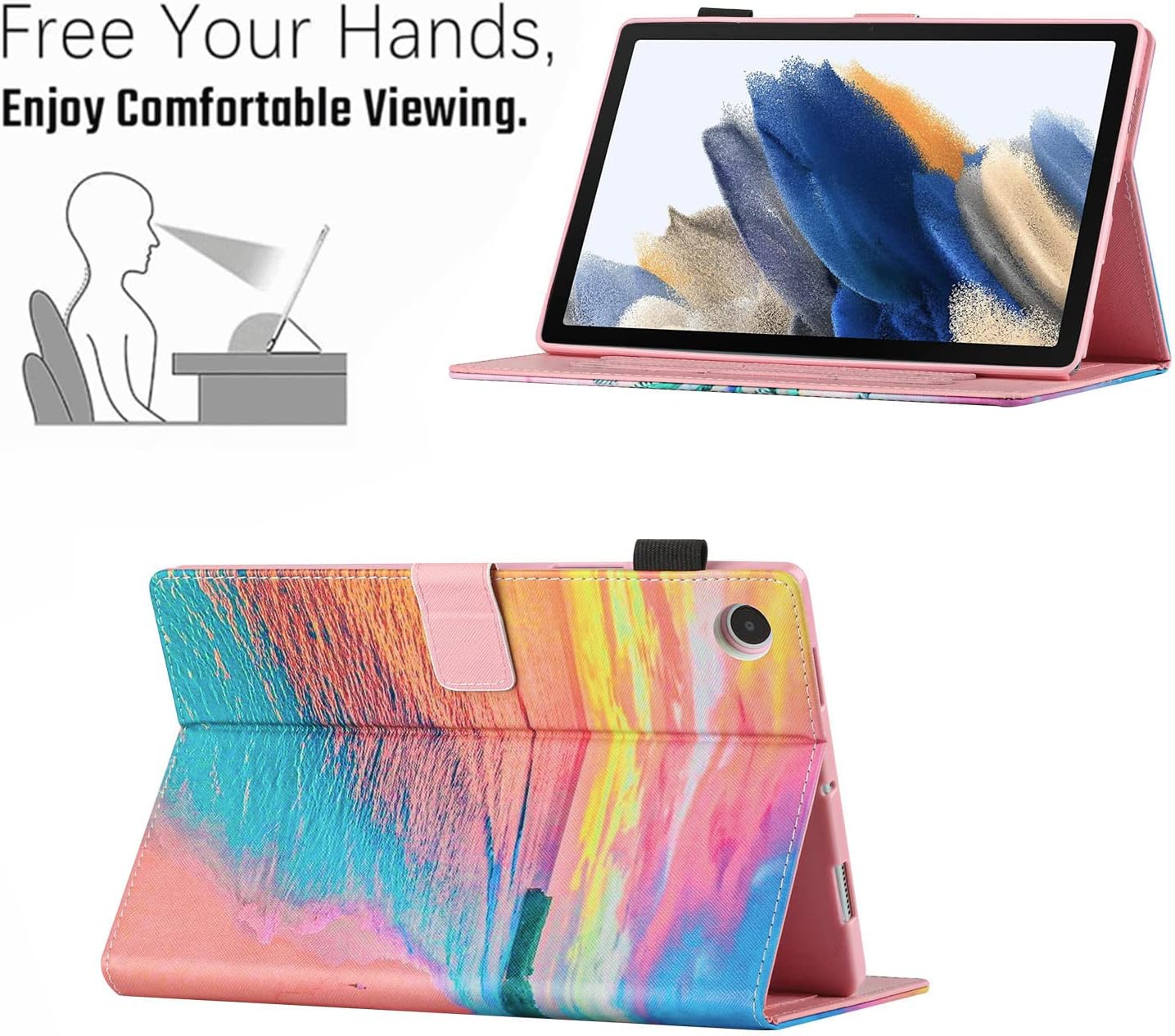Samsung Galaxy Tab A8 Case 10.5 inch 2022 Model (SM-X200/X205/X207), Auto Wake/Sleep, Premium PU Leather Folding Stand Cover with Pen Holder & Multiple Viewing Angles - Sunset