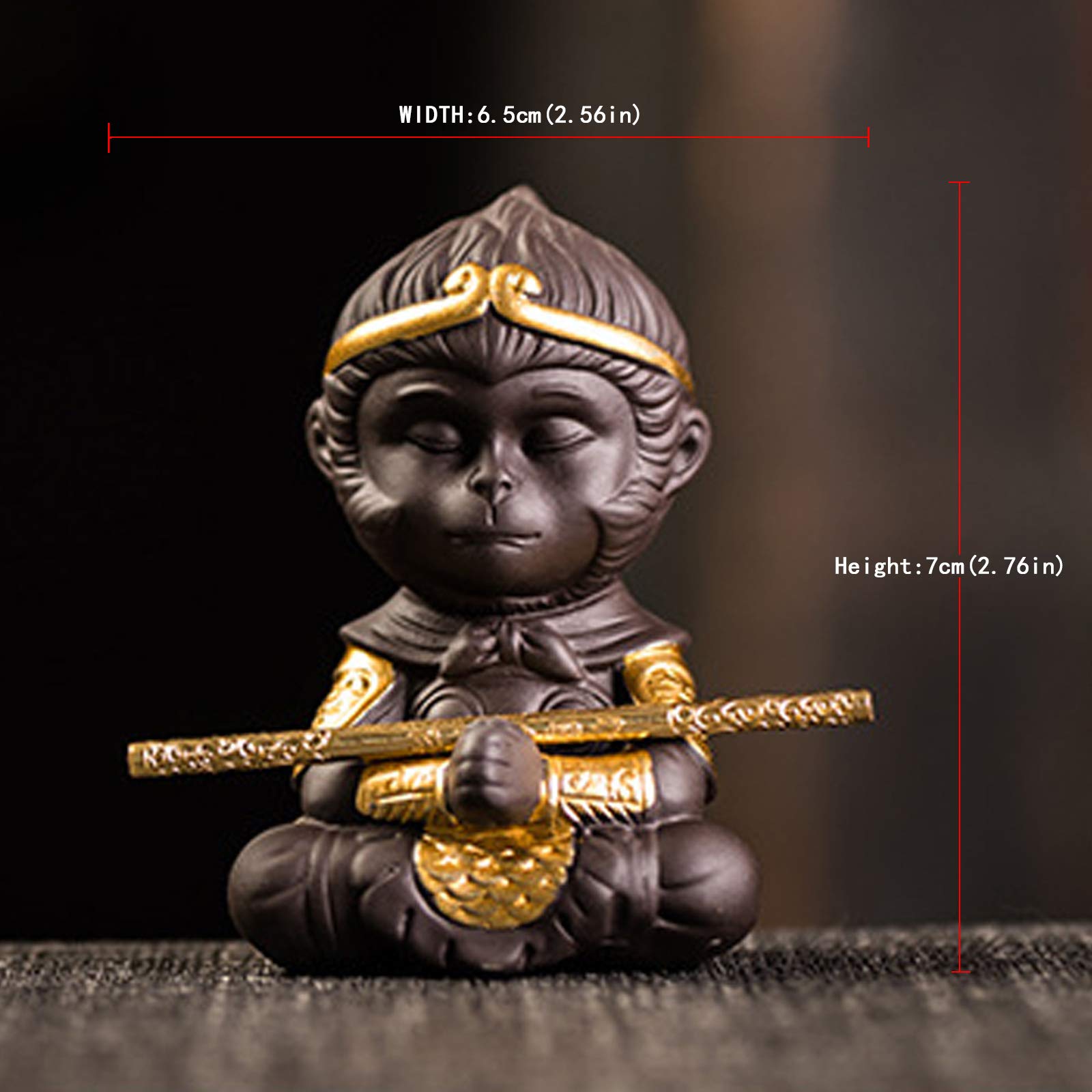 Generic Chinese Purple Clay Kung Fu Tea pet Set Monkey King TeaPet for Home Tea Tray Decoration, D Mini