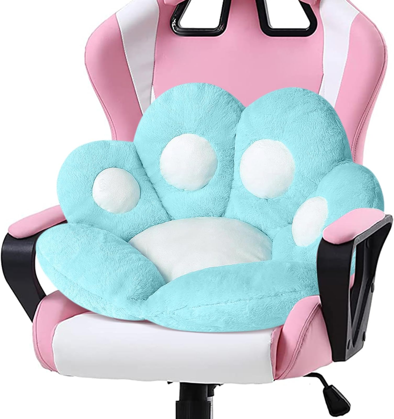 Ditucu Cat Paw Cushion Kawaii Chair Cushions 31.4 x 27.5 inch Cute Stuff Seat Pad Comfy Lazy Sofa Office Floor Pillow for Gaming Chairs Room Decor Blue
