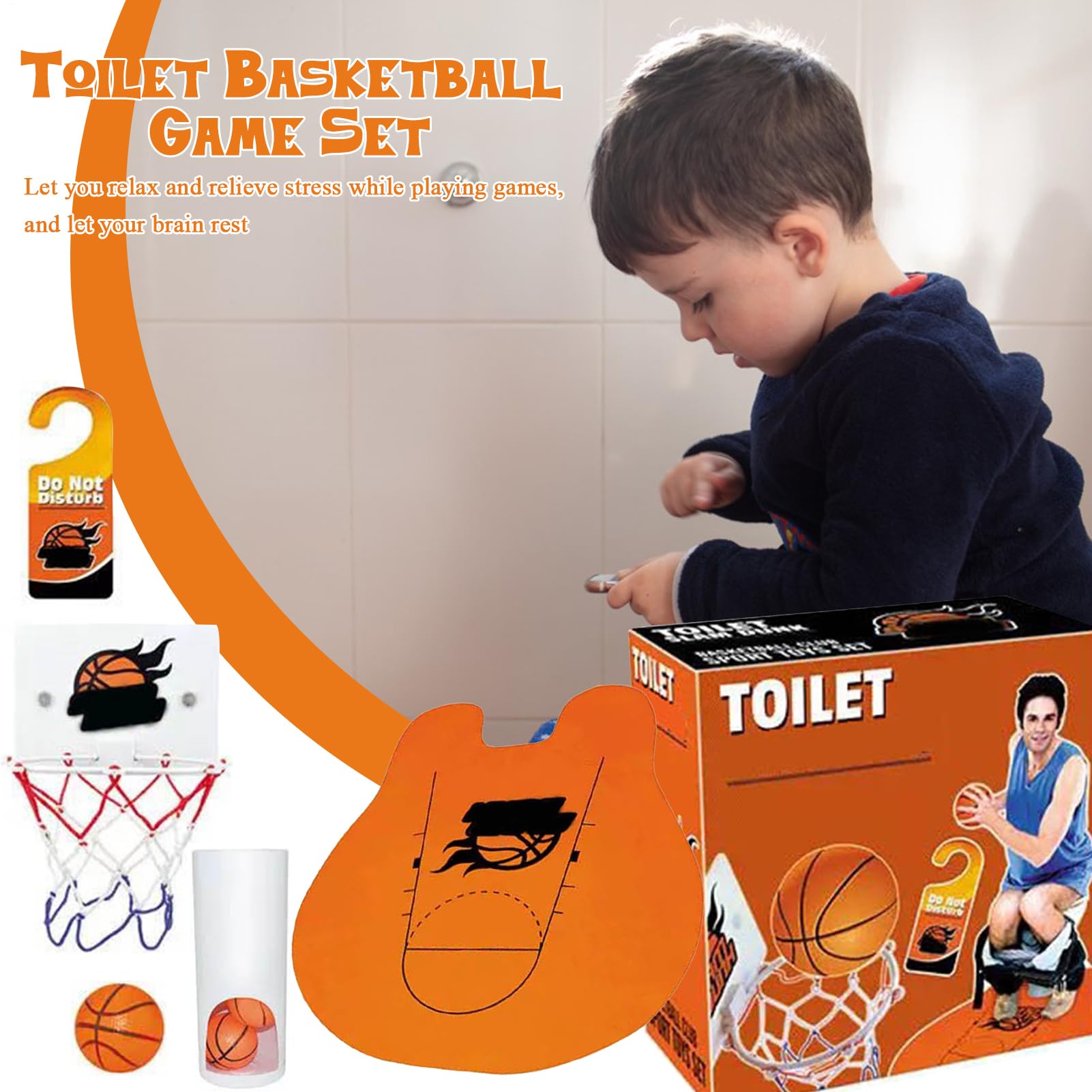 Panier de Basket-Ball pour WC - Ensemble de Basket-Ball pour Salle de Bain, Jeu interactif avec balles, Mini Panier de Bain pour, Jouet Sportif éducatif | Jeu avec Cerceau pour