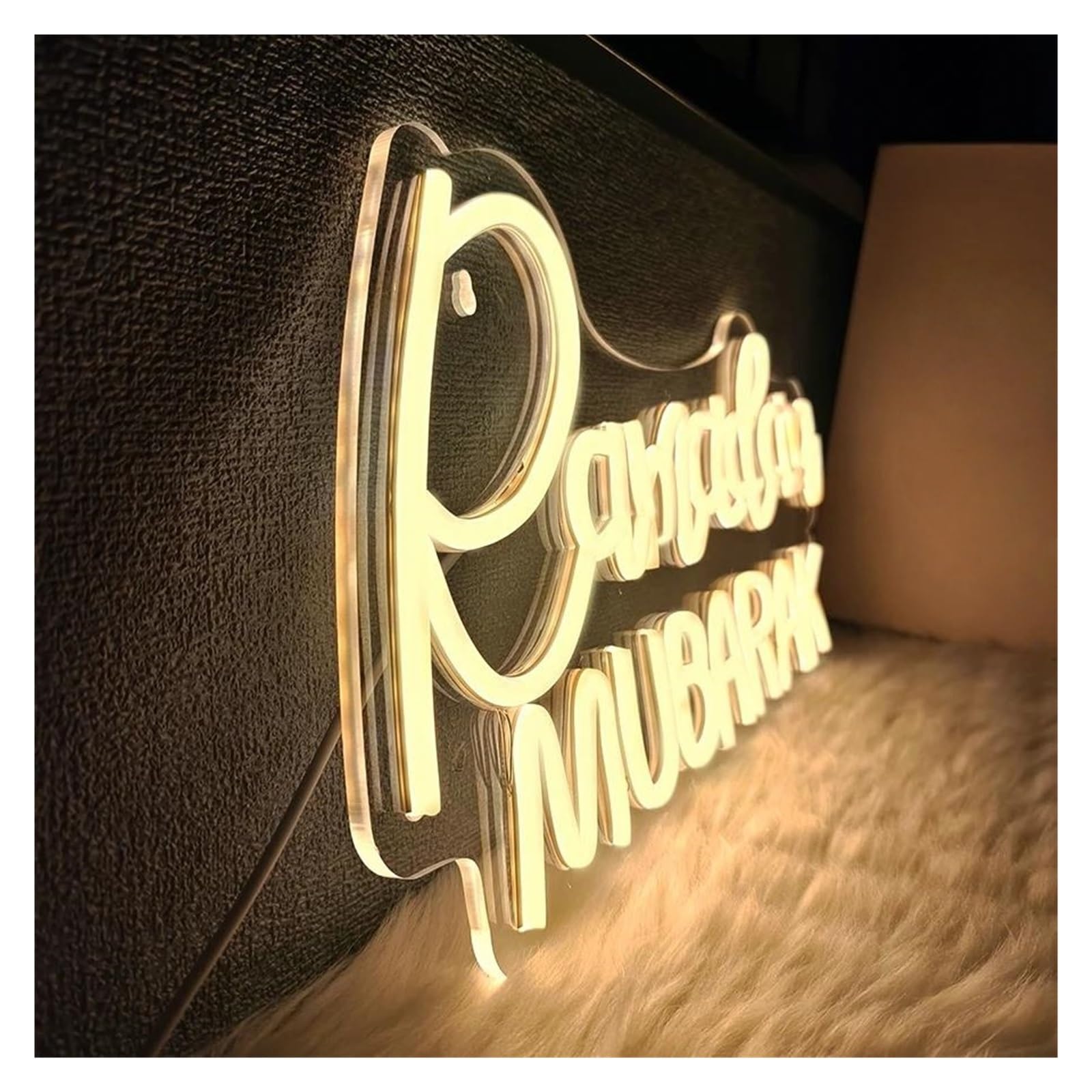 Insegna al Neon Insegna Al Neon A Dimmerabile Ramadan Mubarak Per Camera Da Letto, Soggiorno, Strada, Piazza, Moschea, Decorazione Da Parete 38cmx21cm